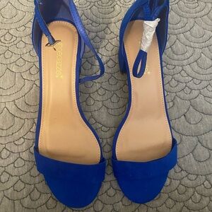 Shoe Dazzle Blue Heels Elegant Suede Design